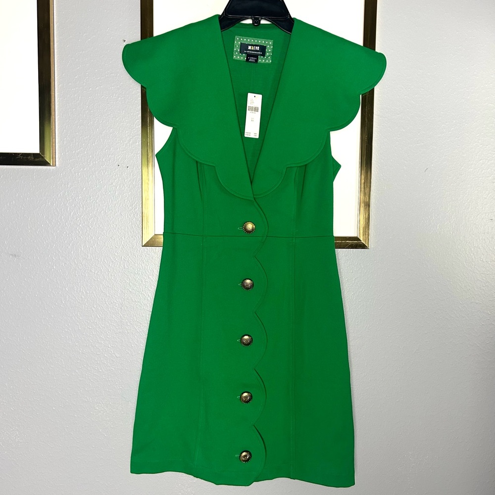 NEW Maeve Green Scalloped Collar Dress